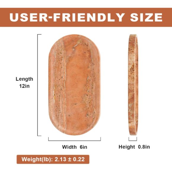 12"  Turkish Red Travertine Tray - Luxury Vanity Decorative Tray for Countertop - Picture 2 of 12